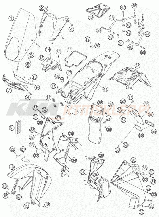Schemat "czasza, błotniki" do KTM 990 ADVENTURE ABS