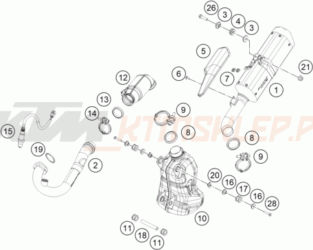 Schemat "układ wydechowy" do KTM 125 DUKE