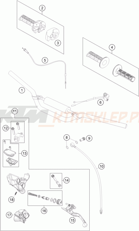 Schemat "kierownica i osprzęt" do KTM 65 SXS