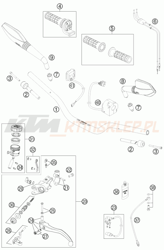 Schemat "kierownica i osprzęt" do KTM 690 DUKE R