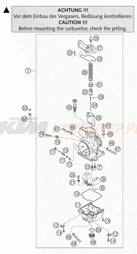Schemat "gaźnik" do KTM 250 EXC