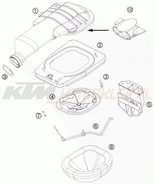 Schemat "filtr powietrza" do KTM 505 SX ATV