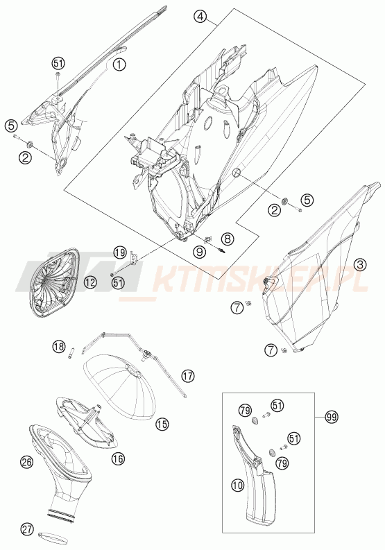 Schemat "filtr powietrza" do KTM 300 EXC