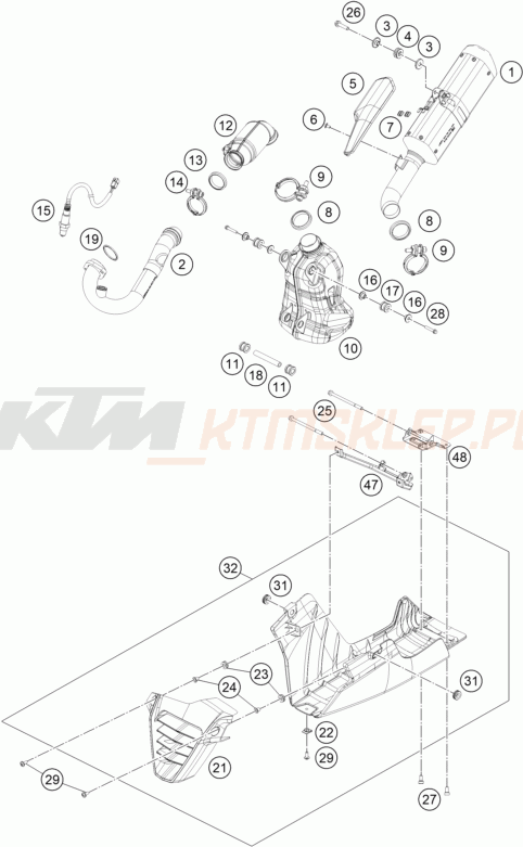 Schemat "układ wydechowy" do KTM RC 125