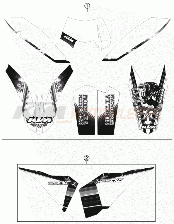 Schemat "naklejki" do KTM 125 EXC SIX-DAYS