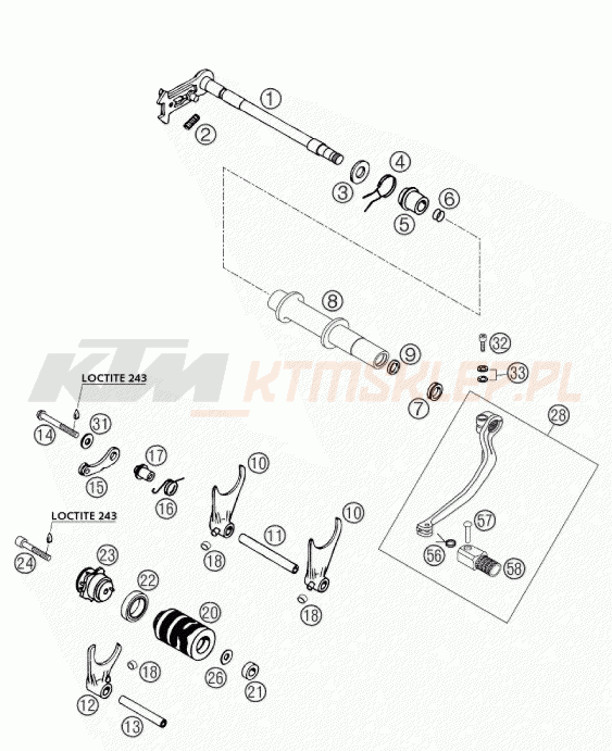 Schemat "skrzynia biegów-automat zmieniający " do KTM 660 RALLYE COSTUMER