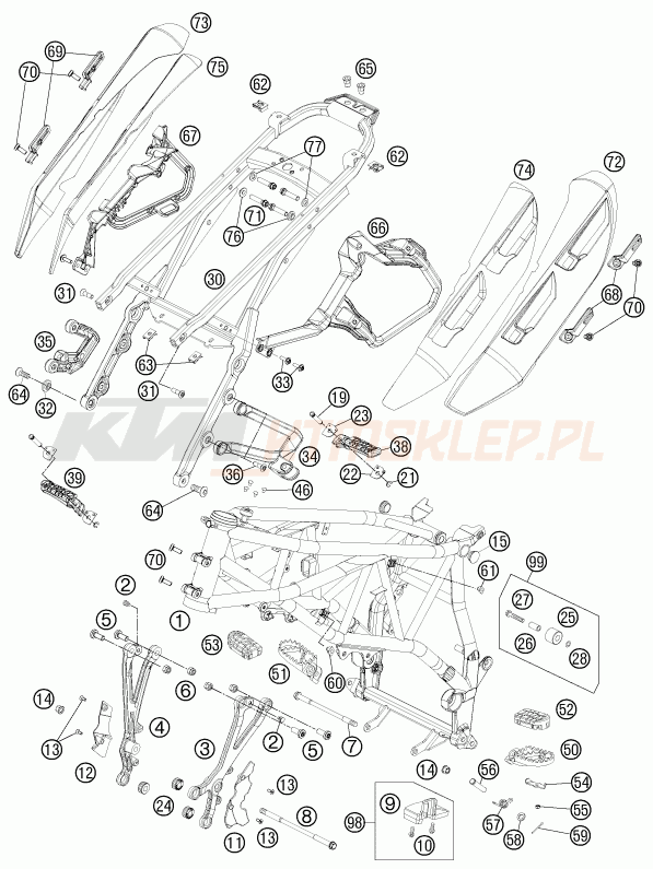 Schemat "rama" do KTM 990 SUPERMOTO T ABS