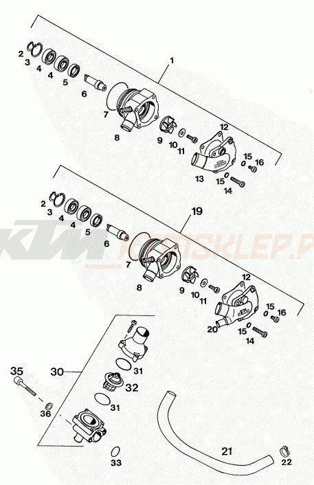 Schemat "pompa wody" do KTM 620 SUPER-COMP WP/ 19kW