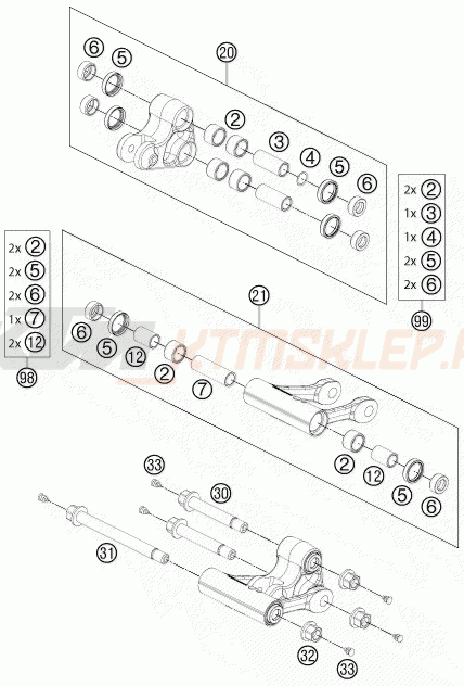 Schemat "PRO LEVER LINKING" do KTM 690 DUKE R