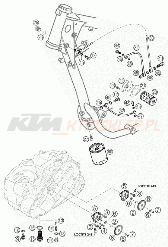 Schemat "smarowanie silnika" do KTM 640 LC4 SUPERMOTO