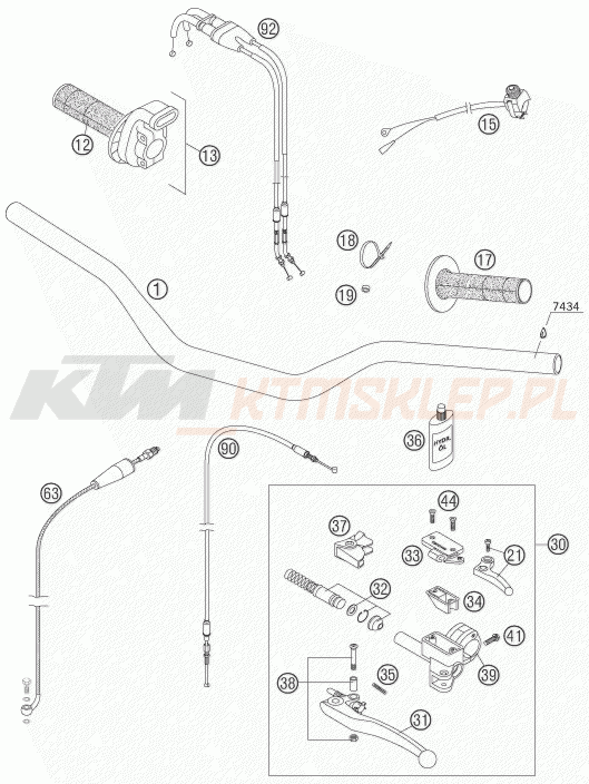 Schemat "kierownica i osprzęt" do KTM 450 SMR
