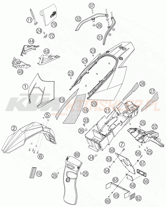 Schemat "czasza, błotniki" do KTM 950 SUPERENDURO R