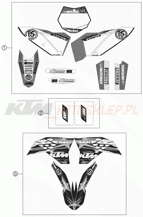 Schemat "naklejki" do KTM 450 SX-F FACT.REPL.NAGL