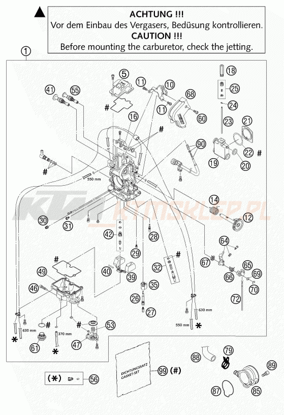 Schemat "gaźnik" do KTM 525 SMR