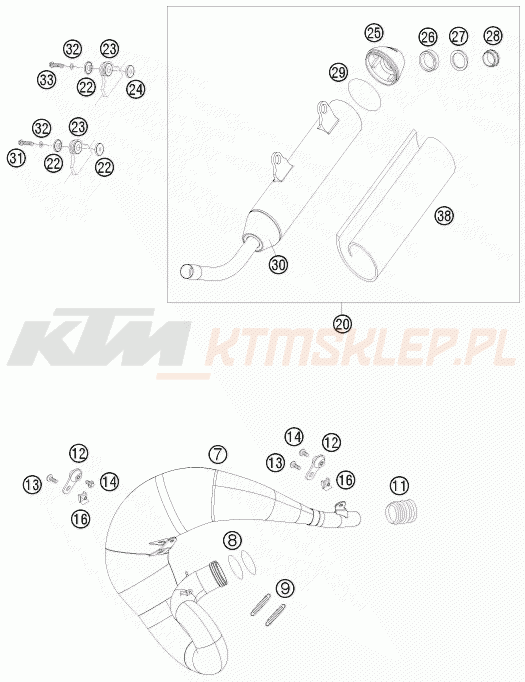 Schemat "układ wydechowy" do KTM 200 XC