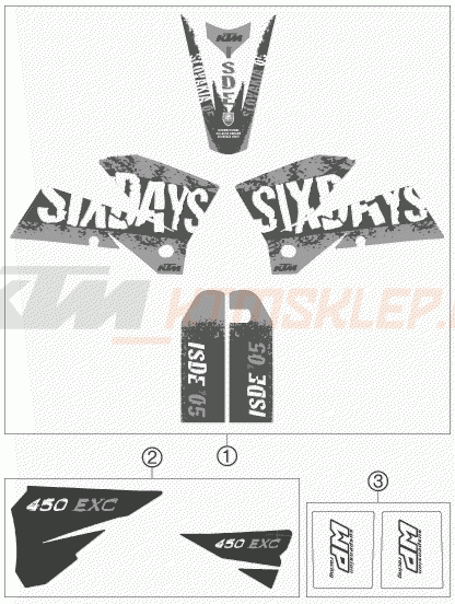 Schemat "naklejki" do KTM 450 EXC RACING SIX-DAYS