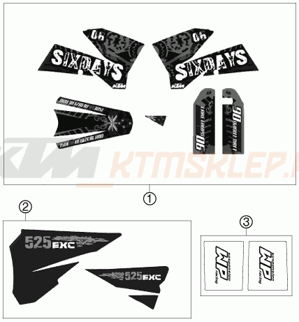 Schemat "naklejki" do KTM 525 EXC RACING SIX-DAYS
