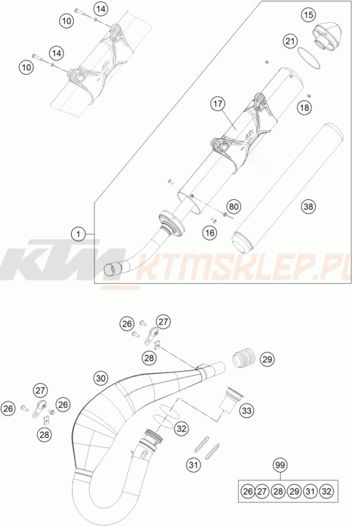 Schemat "układ wydechowy" do KTM 300 EXC SIX-DAYS