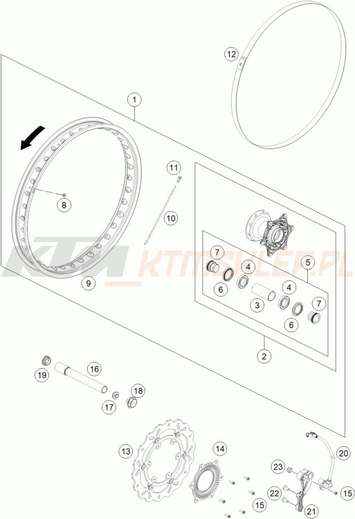 Schemat "koło przód" do KTM 690 Enduro R