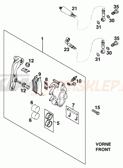 Schemat "zacisk hamulcowy + tarcza przód" do KTM 300 EXC M/Ö