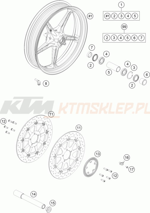 Schemat "koło przód" do KTM 1290 Super Duke R