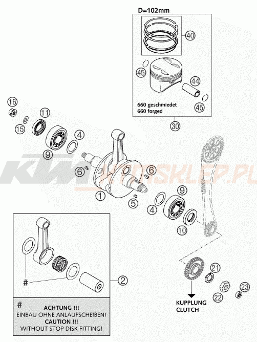 Schemat "wał korbowy, tłok" do KTM 660 SUPERMOTO FACTORY REPL.