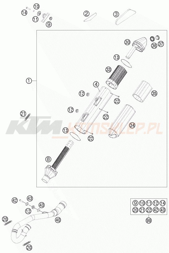 Schemat "układ wydechowy" do KTM 250 XCF-W