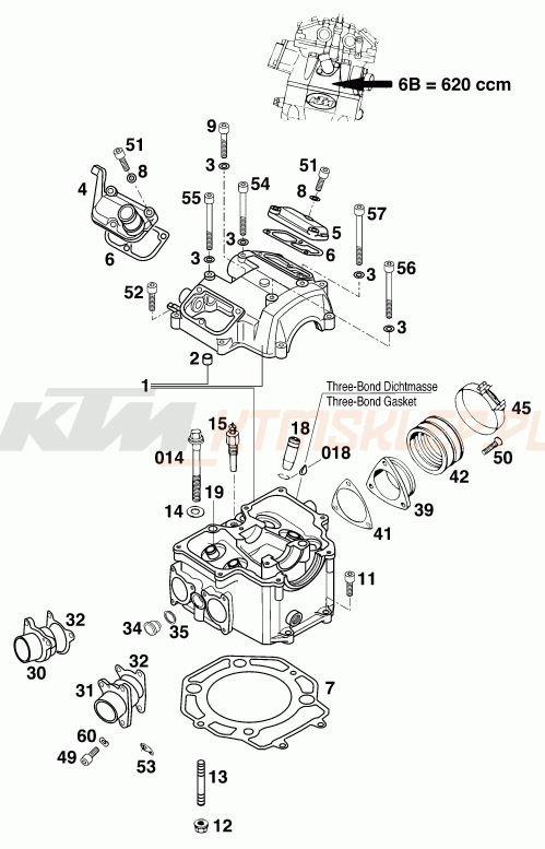 Schemat "głowica" do KTM 620 LC-4 Competition