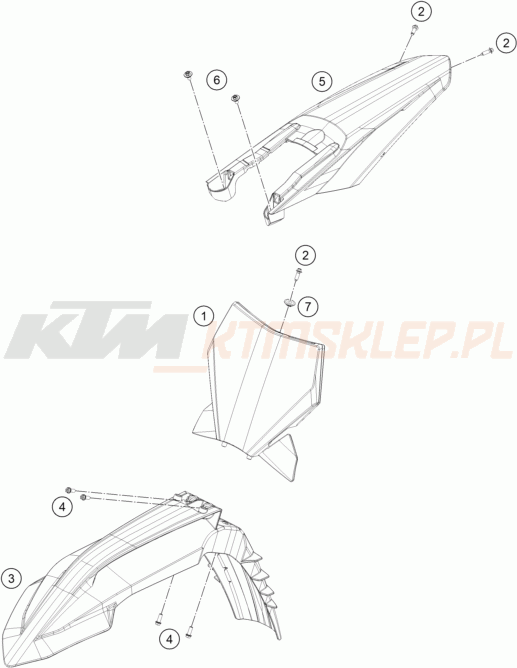 Schemat "czasza, błotniki" do KTM 250 SX