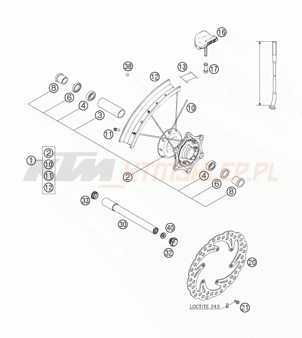 Schemat "koło przód" do KTM 125 SX