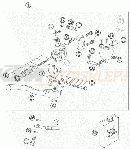 Schemat "przedni hamulec" do KTM 450 SMR