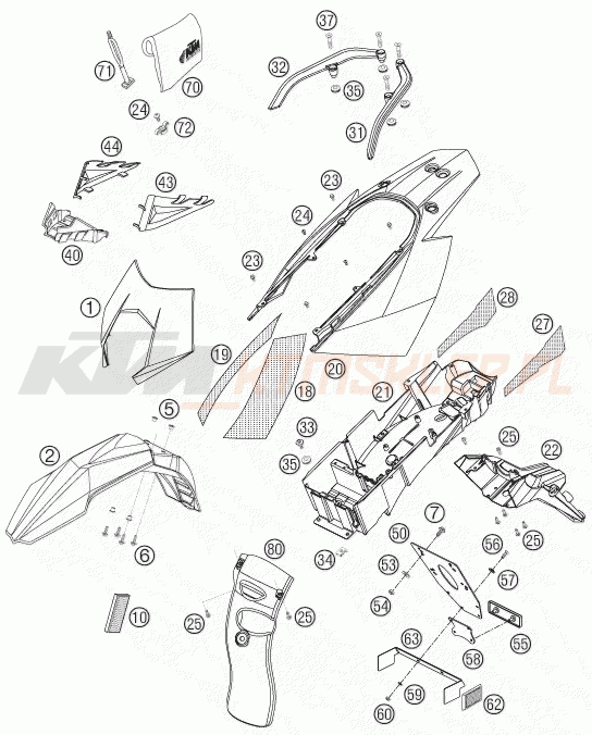 Schemat "czasza, błotniki" do KTM 950 SUPERENDURO R