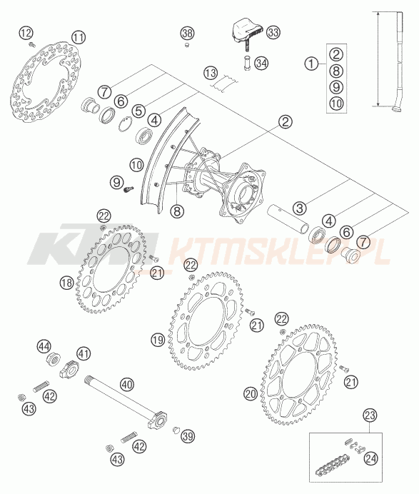 Schemat "koło tył" do KTM 250 EXC