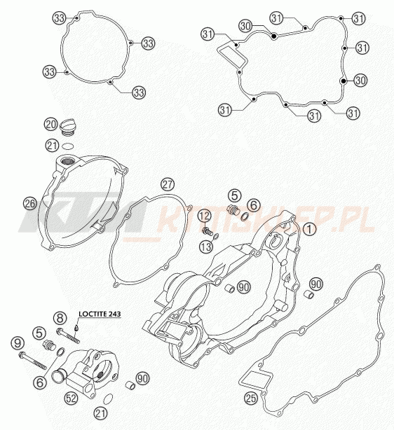 Schemat "pokrywa sprzęgła" do KTM 125 SX
