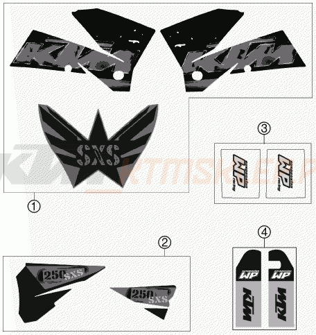 Schemat "naklejki" do KTM 250 SXS