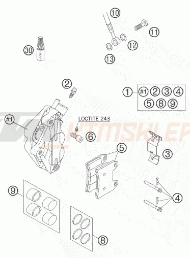 Schemat "zacisk hamulcowy + tarcza przód" do KTM 640 LC4 SUPERMOTO