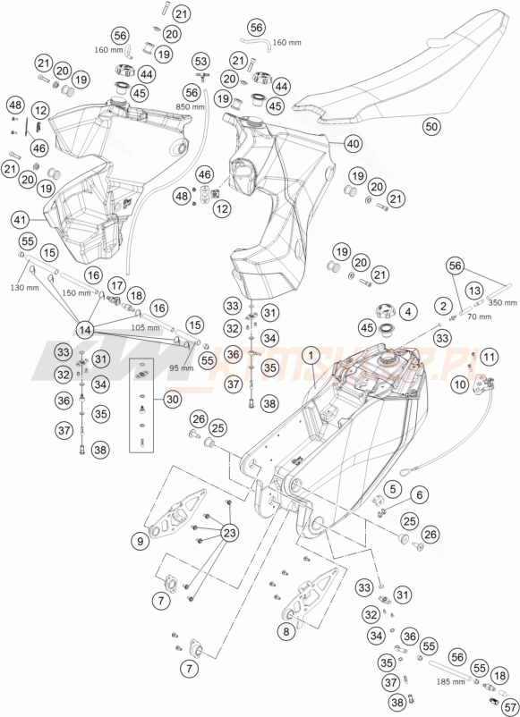 Schemat "zbiornik paliwa, siedzenie, pokrowiec" do KTM 450 RALLY FACTORY REPLICA