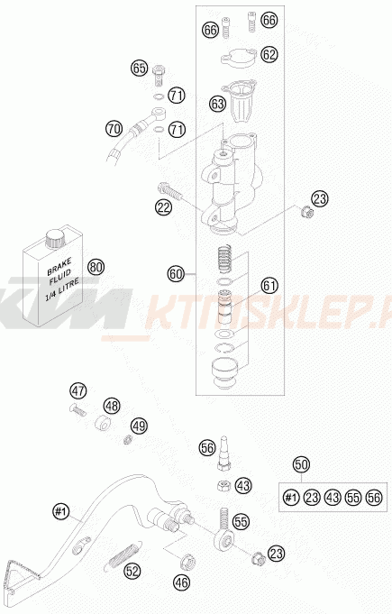 Schemat "tył hamulec - pompa" do KTM 50 SX