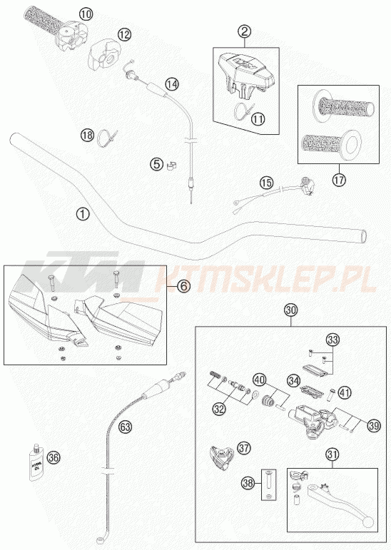 Schemat "kierownica i osprzęt" do KTM 200 XC-W