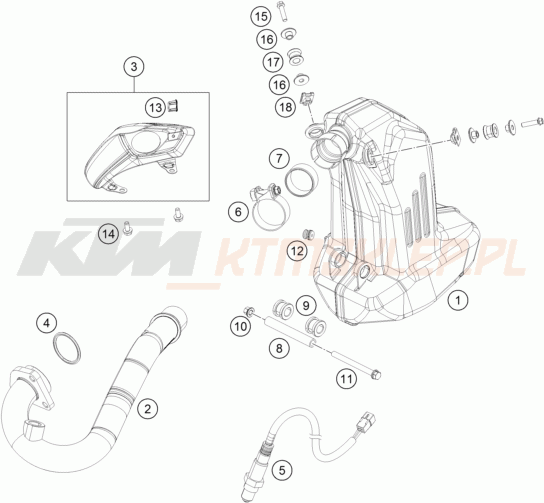 Schemat "układ wydechowy" do KTM 200 DUKE W/O ABS