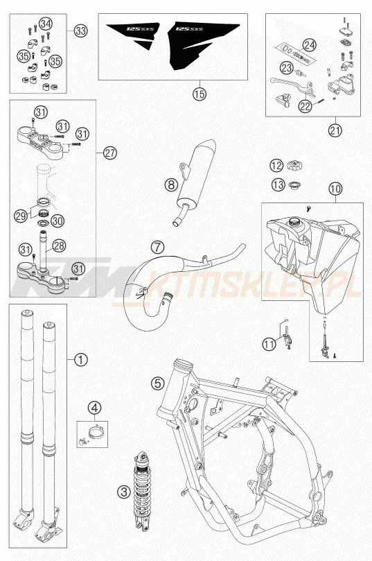 Schemat "NEW PARTS" do KTM 125 SXS