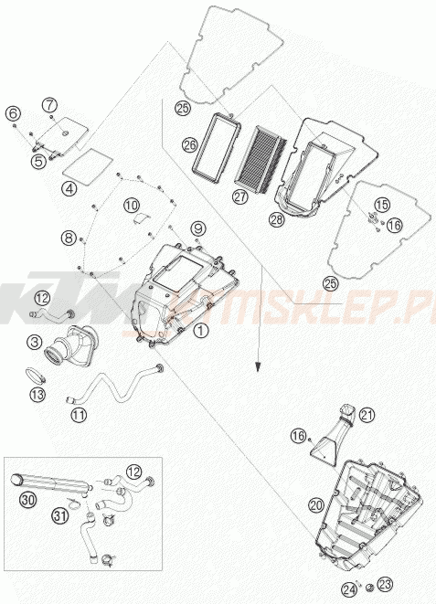 Schemat "filtr powietrza" do KTM 690 DUKE