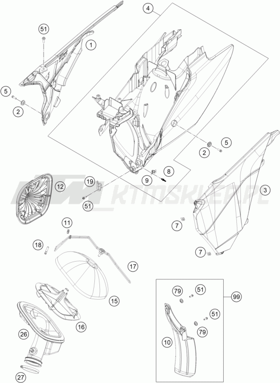 Schemat "filtr powietrza" do KTM 125 EXC SIX-DAYS