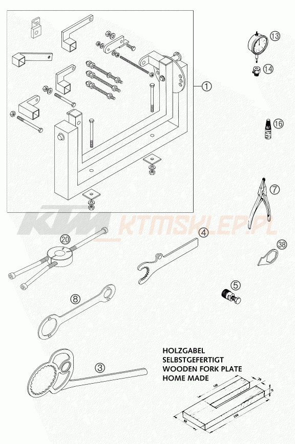 Schemat "Special tools (engine)" do KTM 200 EXC