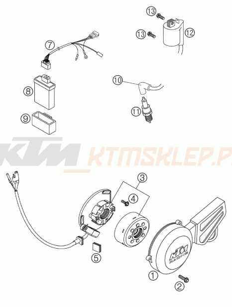 Schemat "układ zapłonowy" do KTM 65 SX