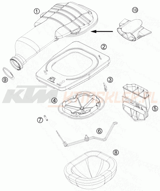 Schemat "filtr powietrza" do KTM 505 SX ATV