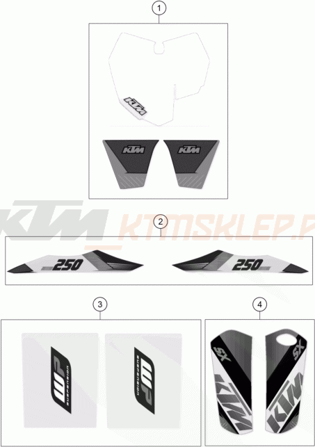 Schemat "naklejki" do KTM 250 SX