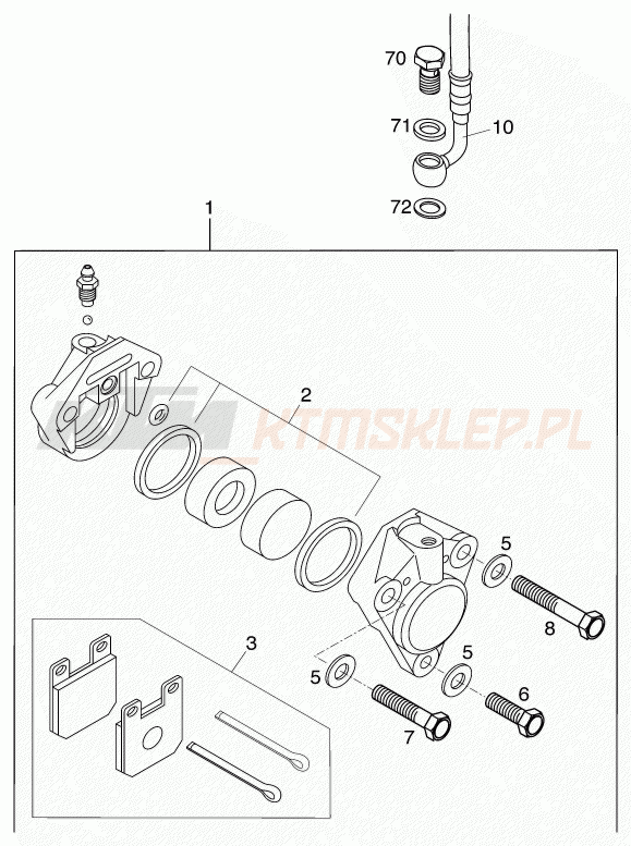 Schemat "zacisk hamulcowy + tarcza przód" do KTM 60 SX