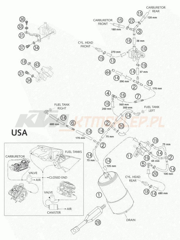 Schemat "EVAPORATIVE CANISTER" do KTM 950 ADVENTURE LOW