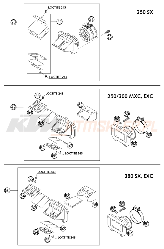 Schemat "REED VALVE CASE" do KTM 300 MXC